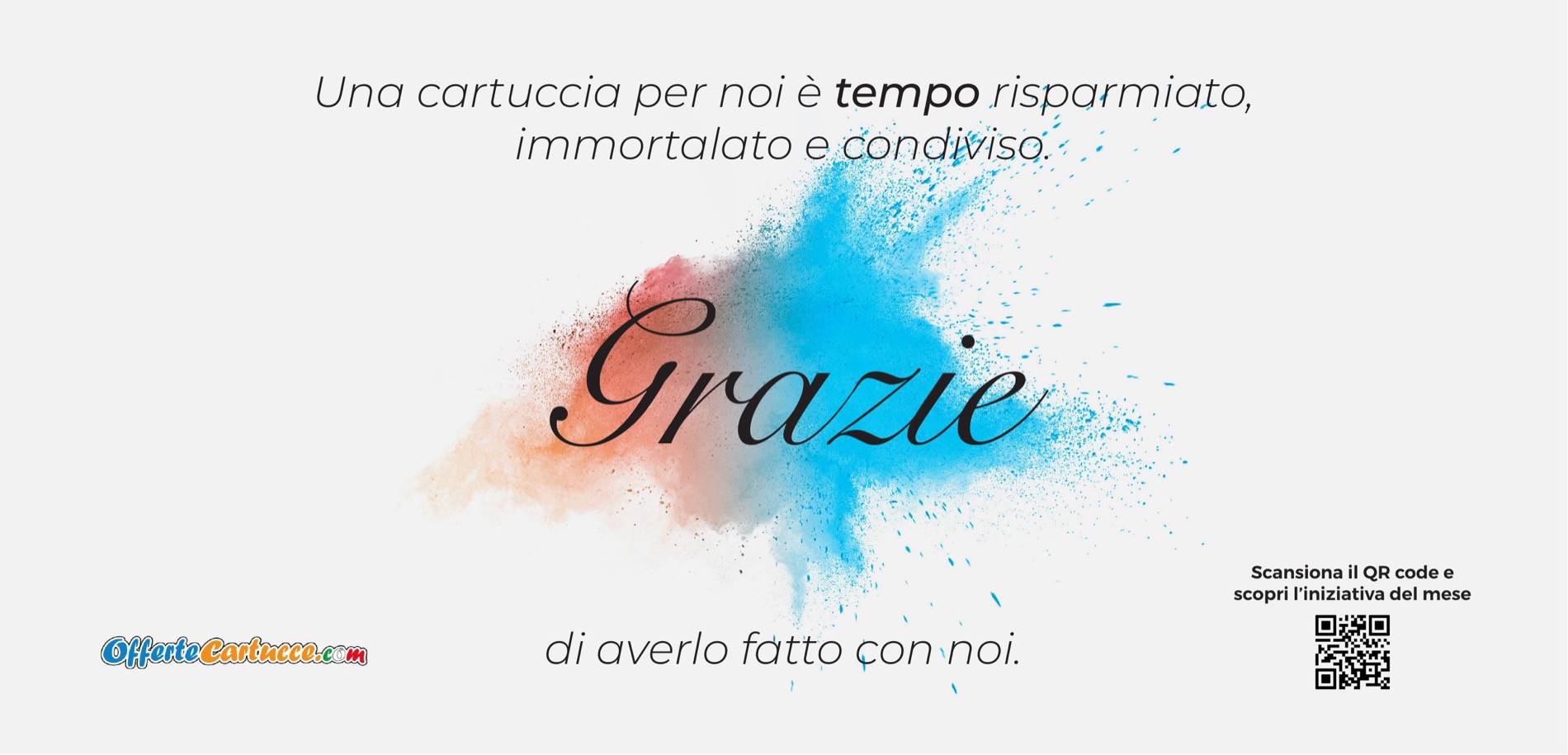 La thank you card di OfferteCartucce: il messaggio della strategia diventato oggetto stampato