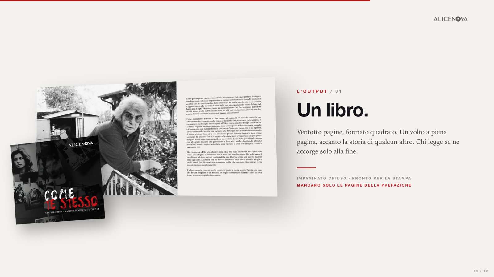 Il libro: un volto a piena pagina, accanto la storia di qualcun altro