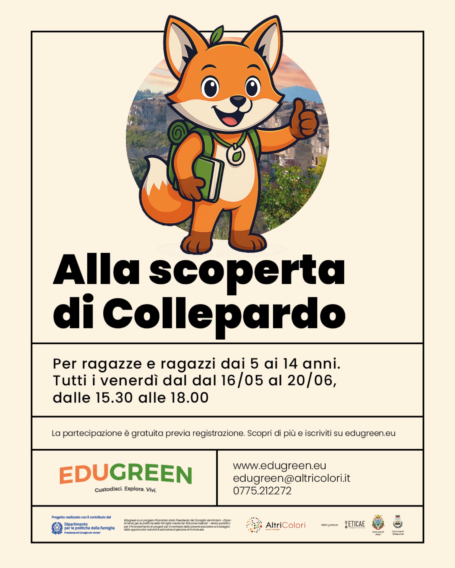 La mascotte sulla locandina del percorso "Alla scoperta di Collepardo"