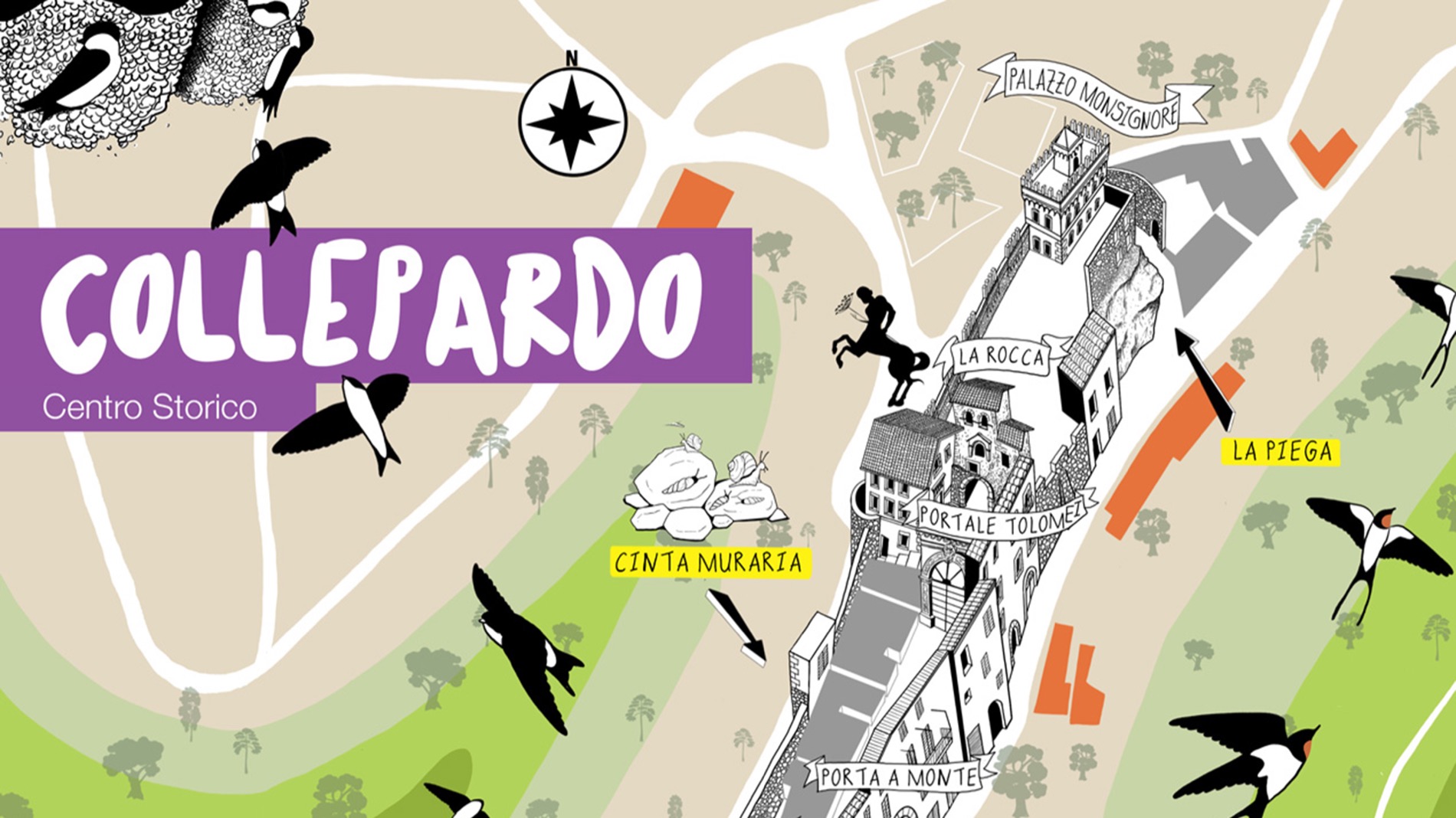 La mappa illustrata del centro storico di Collepardo
