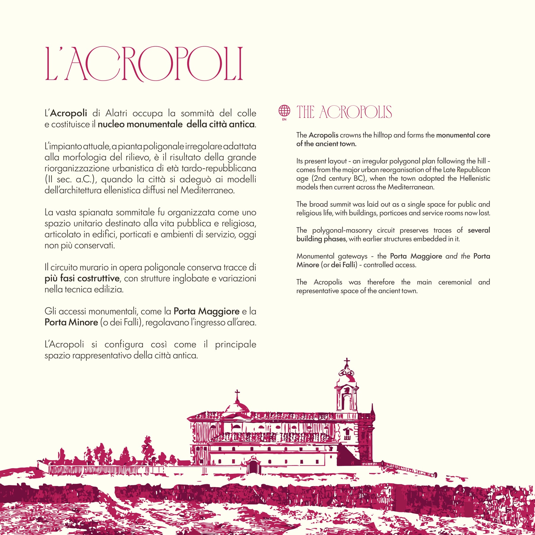 La tavola dell'Acropoli: le due lingue sulla stessa pagina