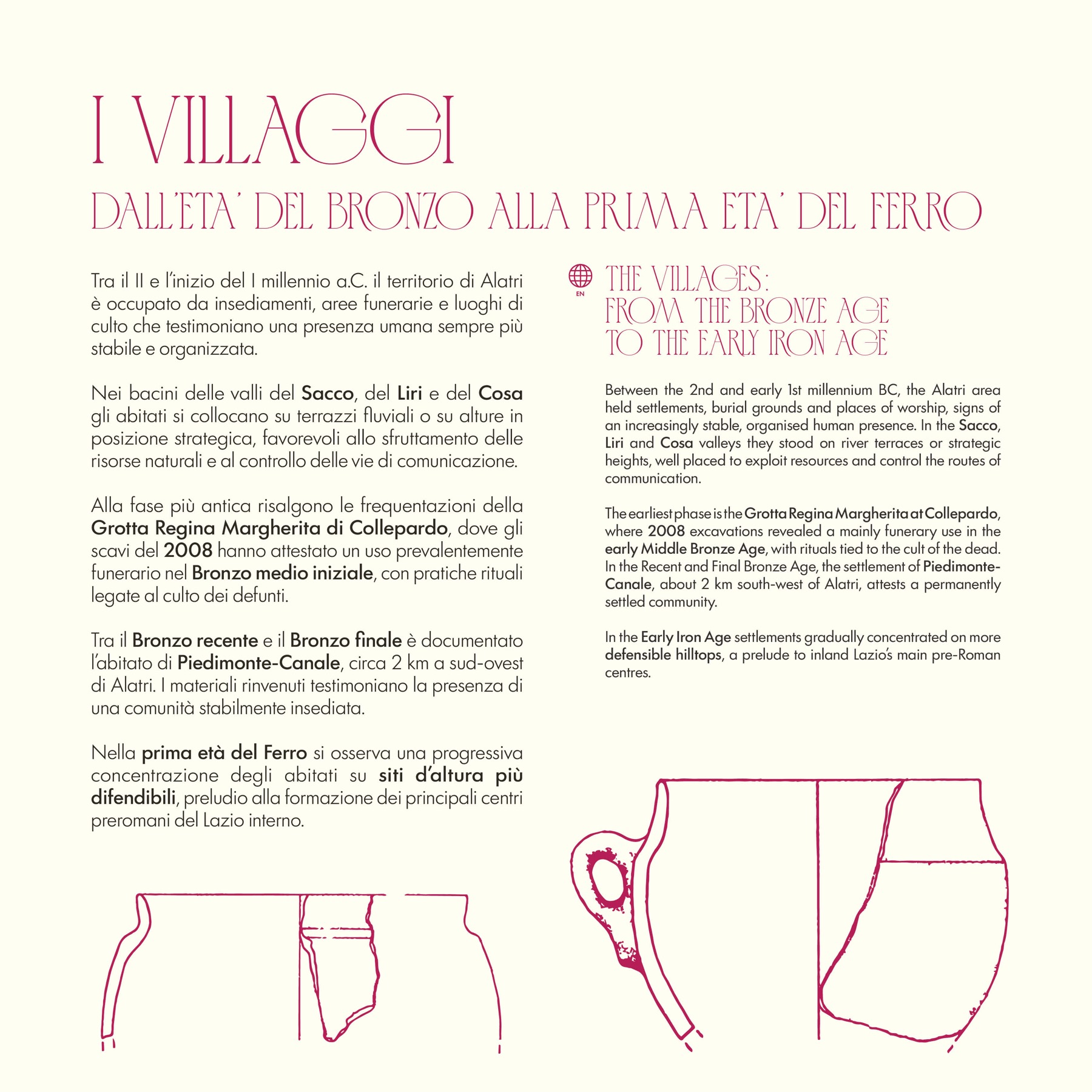 I villaggi, dall'età del Bronzo alla prima età del Ferro