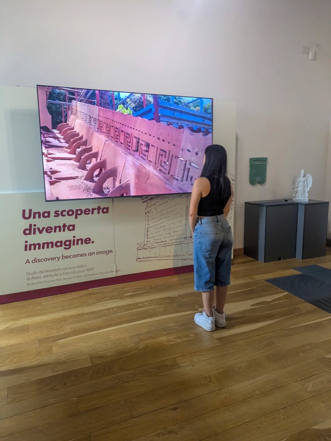 Una scoperta diventa immagine, sul muro sotto lo schermo