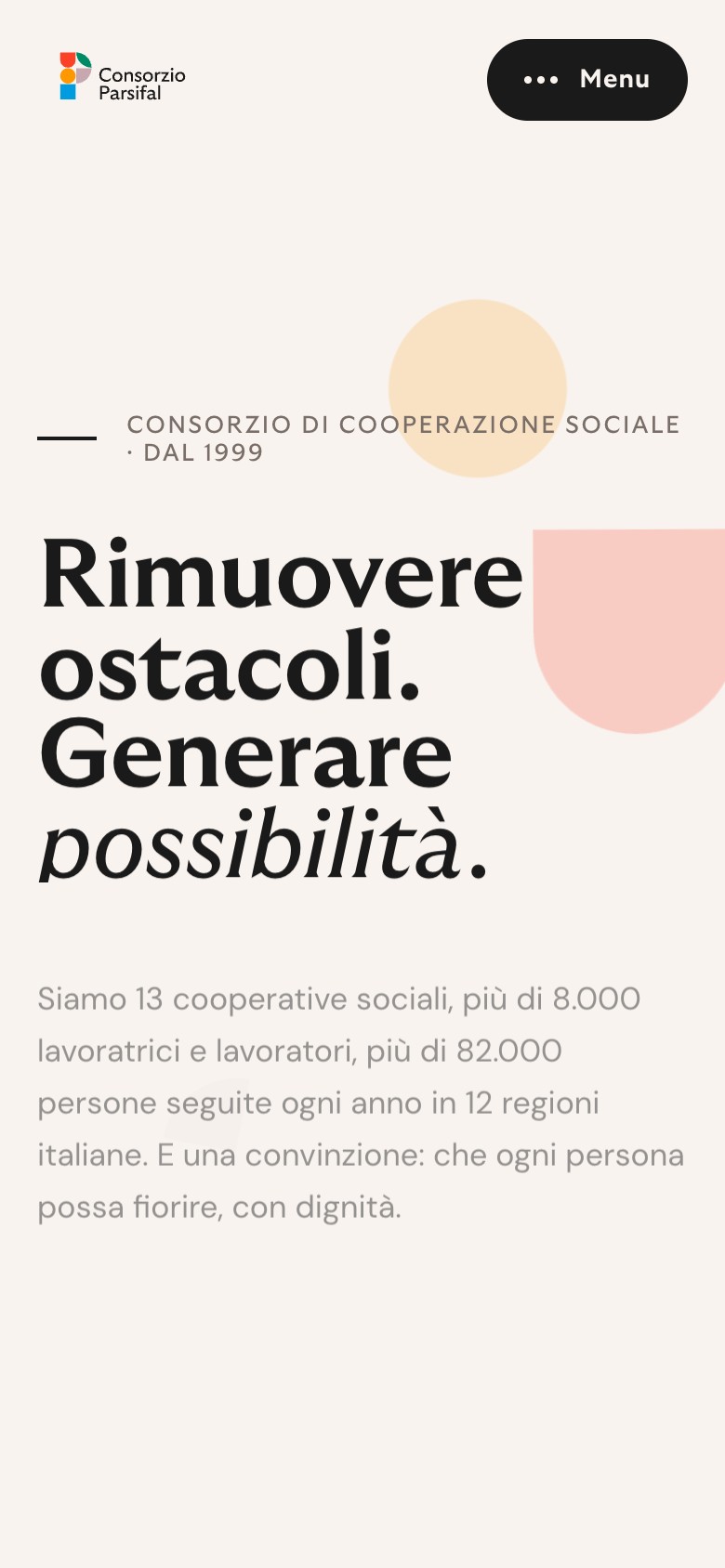 La stessa home, da telefono